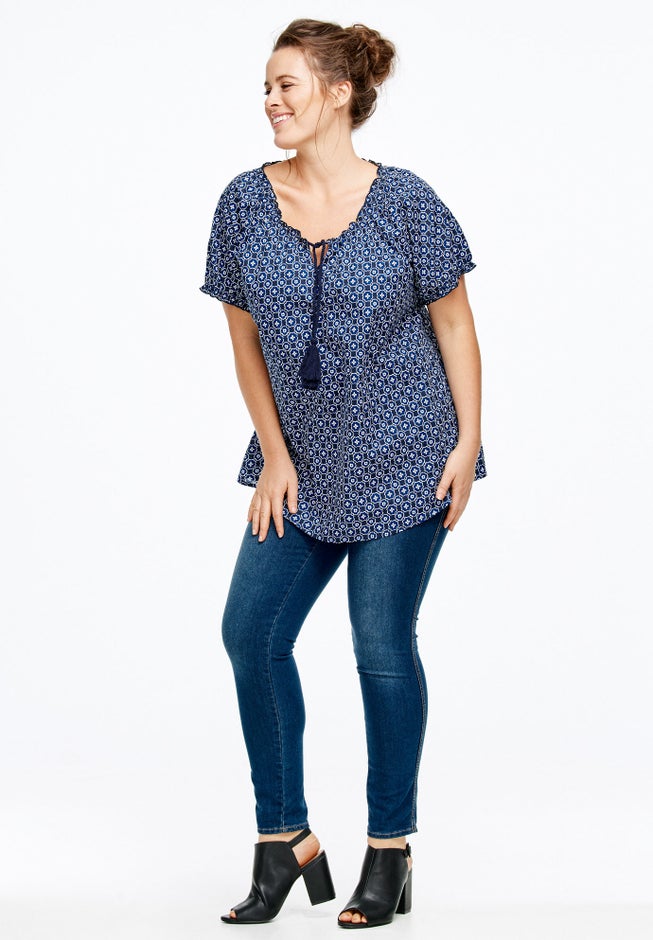 Ruffle Trim Peasant Blouse image number 3