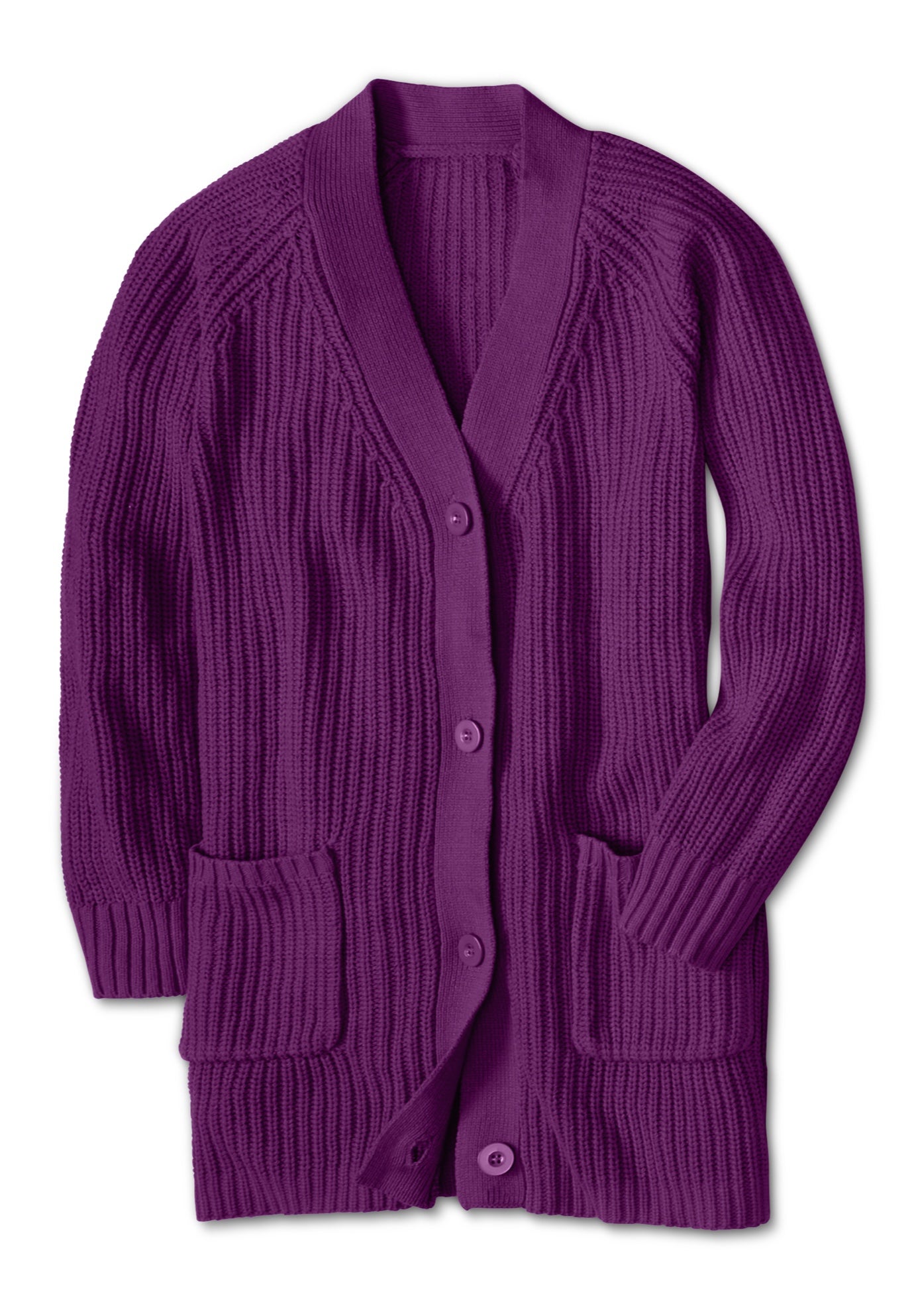 Shaker Button-Front Cardigan Sweater image number 2
