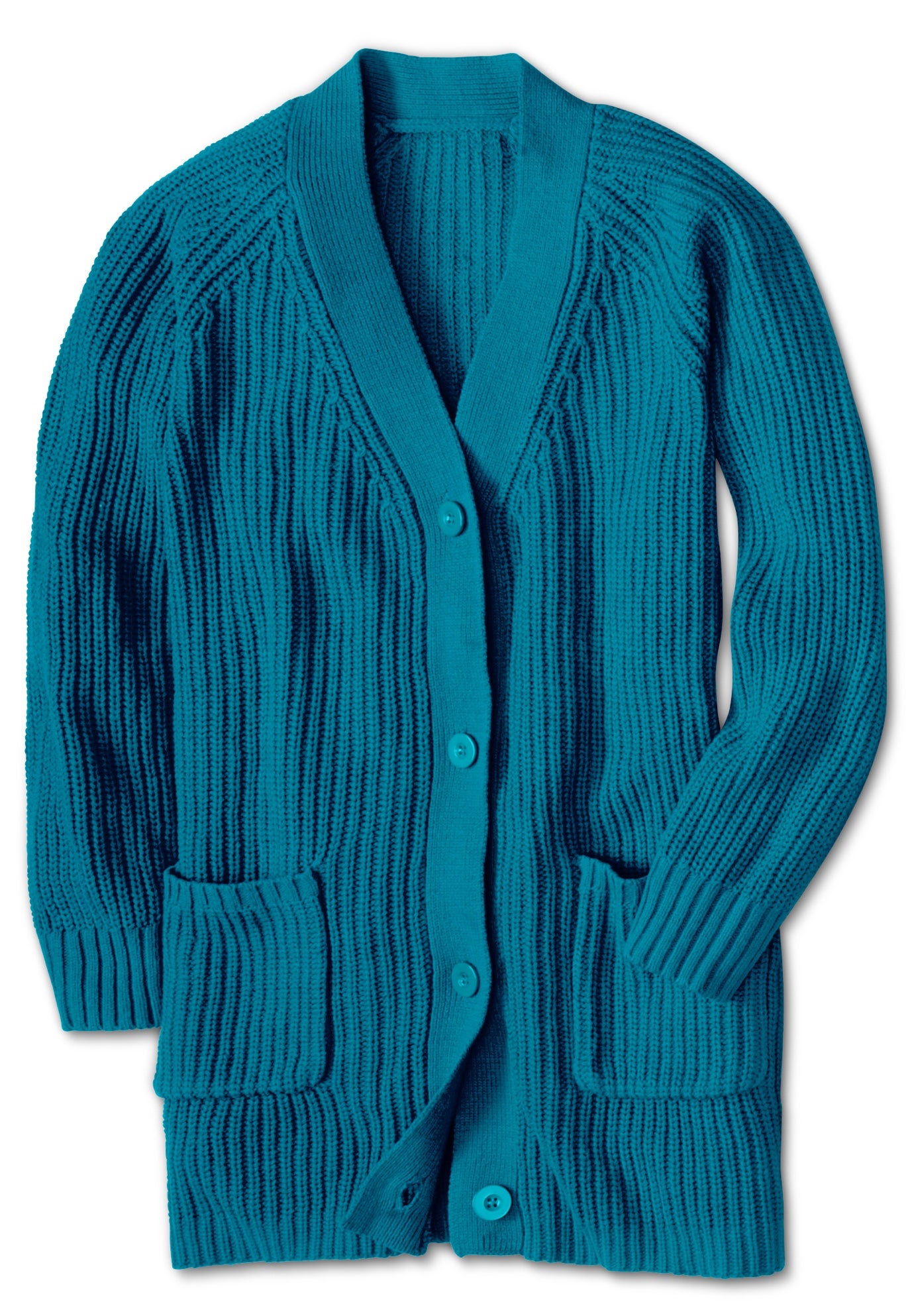 Shaker Button-Front Cardigan Sweater image number 2