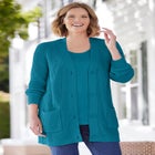 Shaker Button-Front Cardigan Sweater image number 0