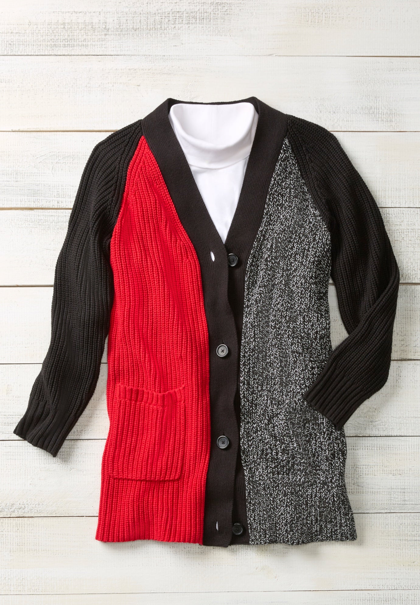 Shaker Button-Front Cardigan Sweater image number 1