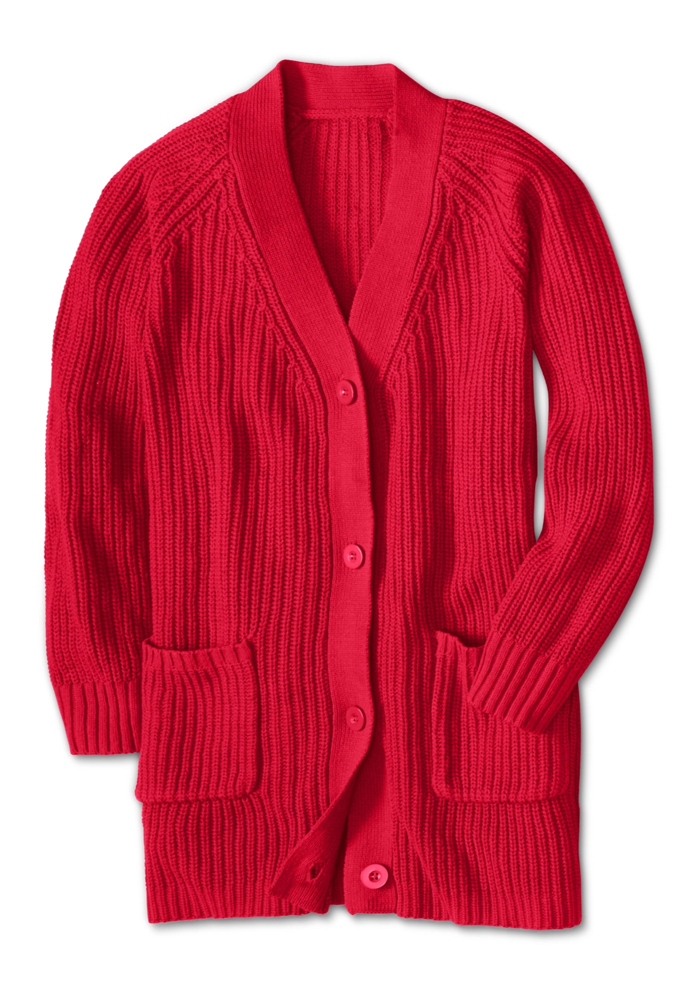 Shaker Button-Front Cardigan Sweater image number 2