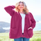 Shaker Button-Front Cardigan Sweater image number 0