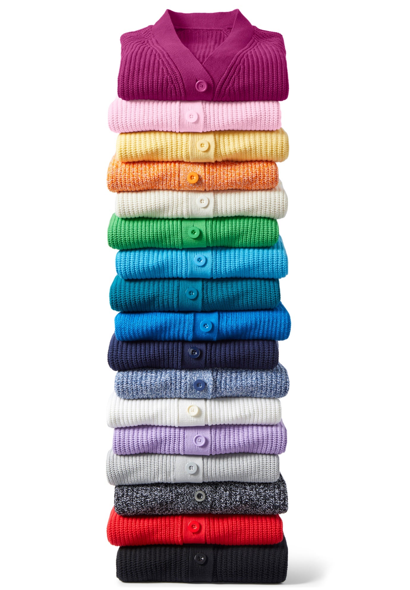 Shaker Button-Front Cardigan Sweater image number 4