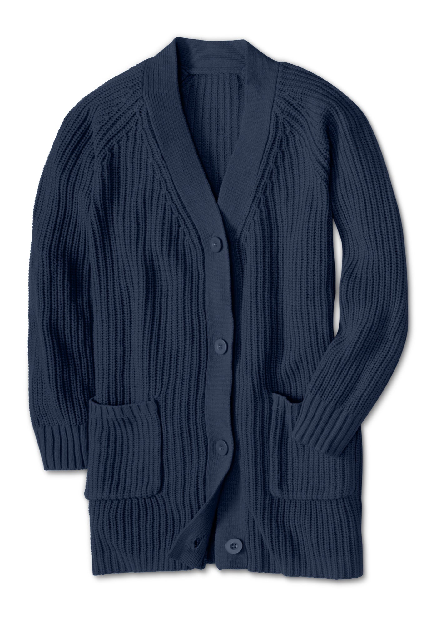 Shaker Button-Front Cardigan Sweater image number 1