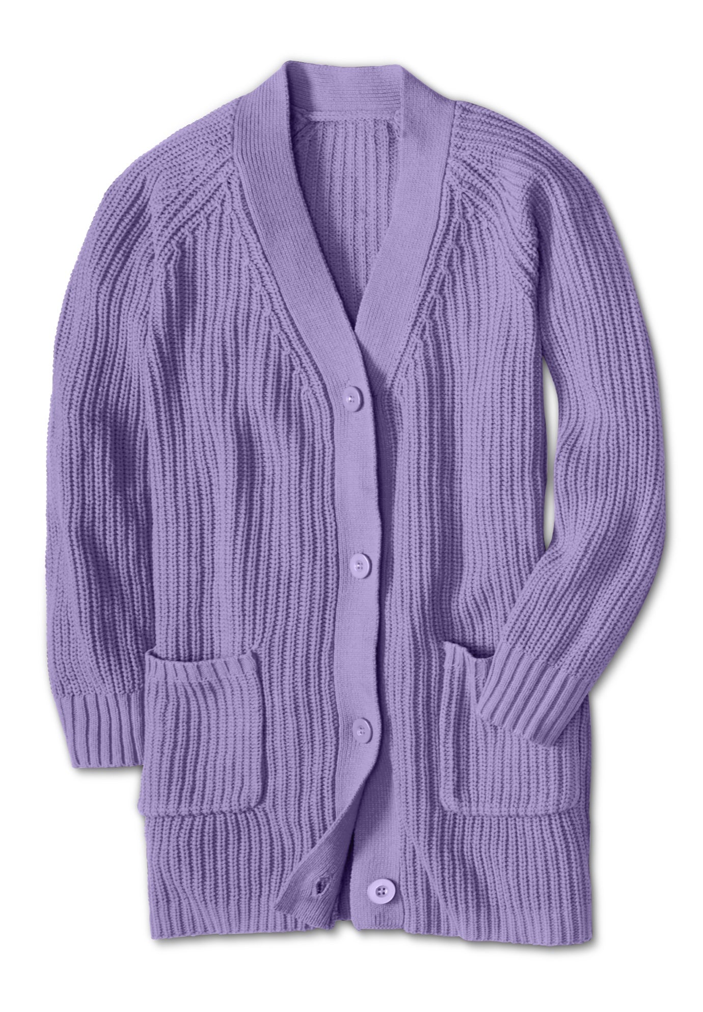 Shaker Button-Front Cardigan Sweater image number 2
