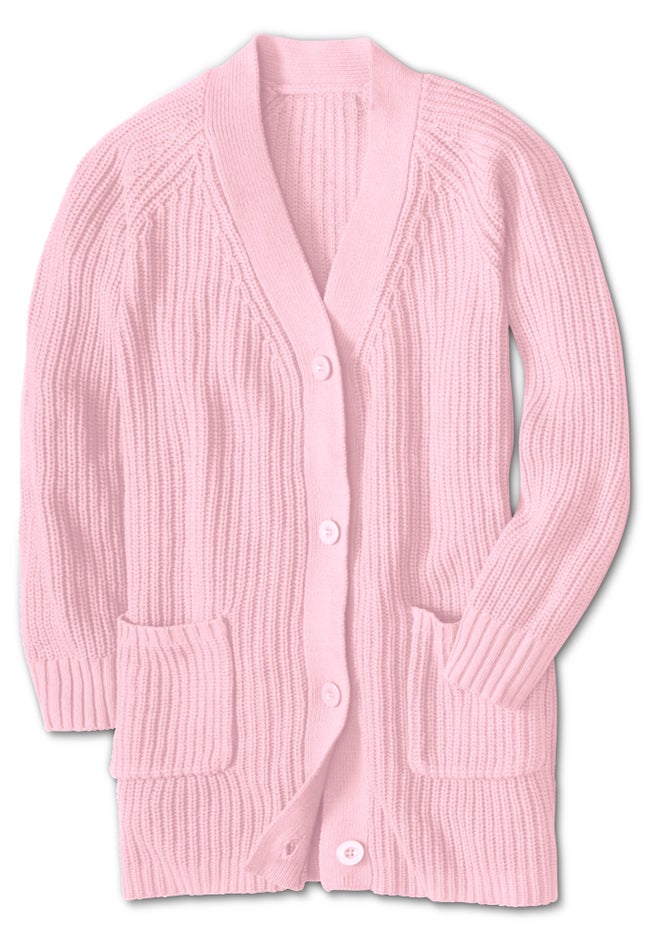 Shaker Button-Front Cardigan Sweater image number 2