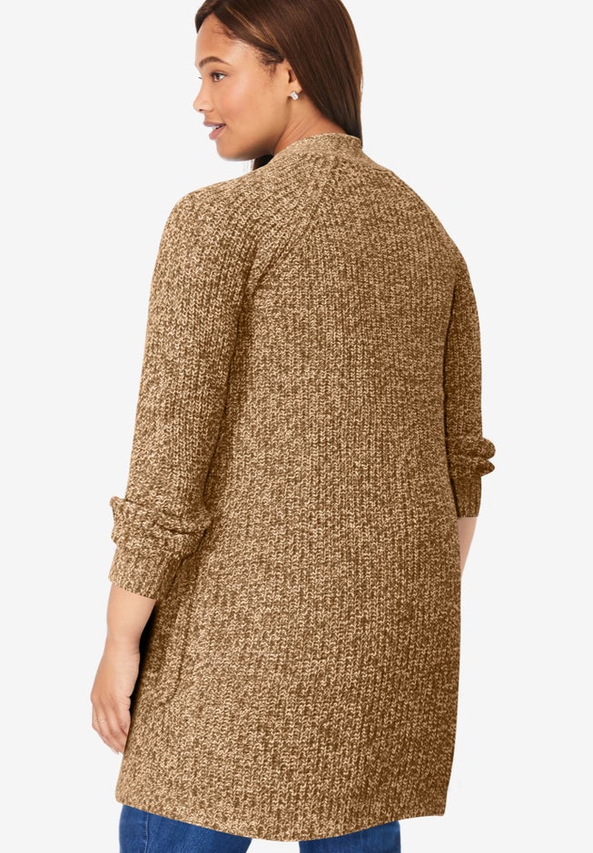 Shaker Button-Front Cardigan Sweater image number 1