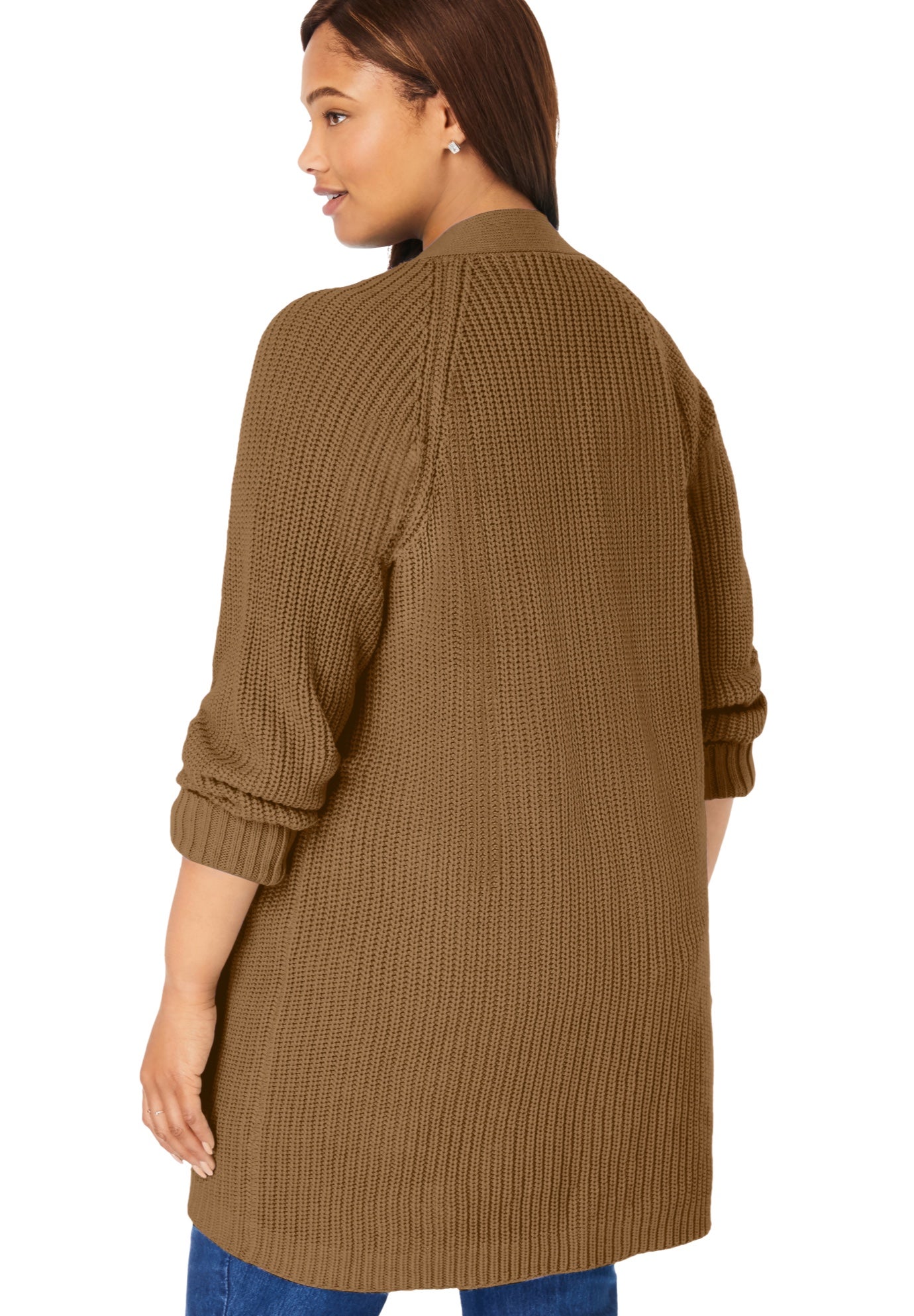 Shaker Button-Front Cardigan Sweater image number 1