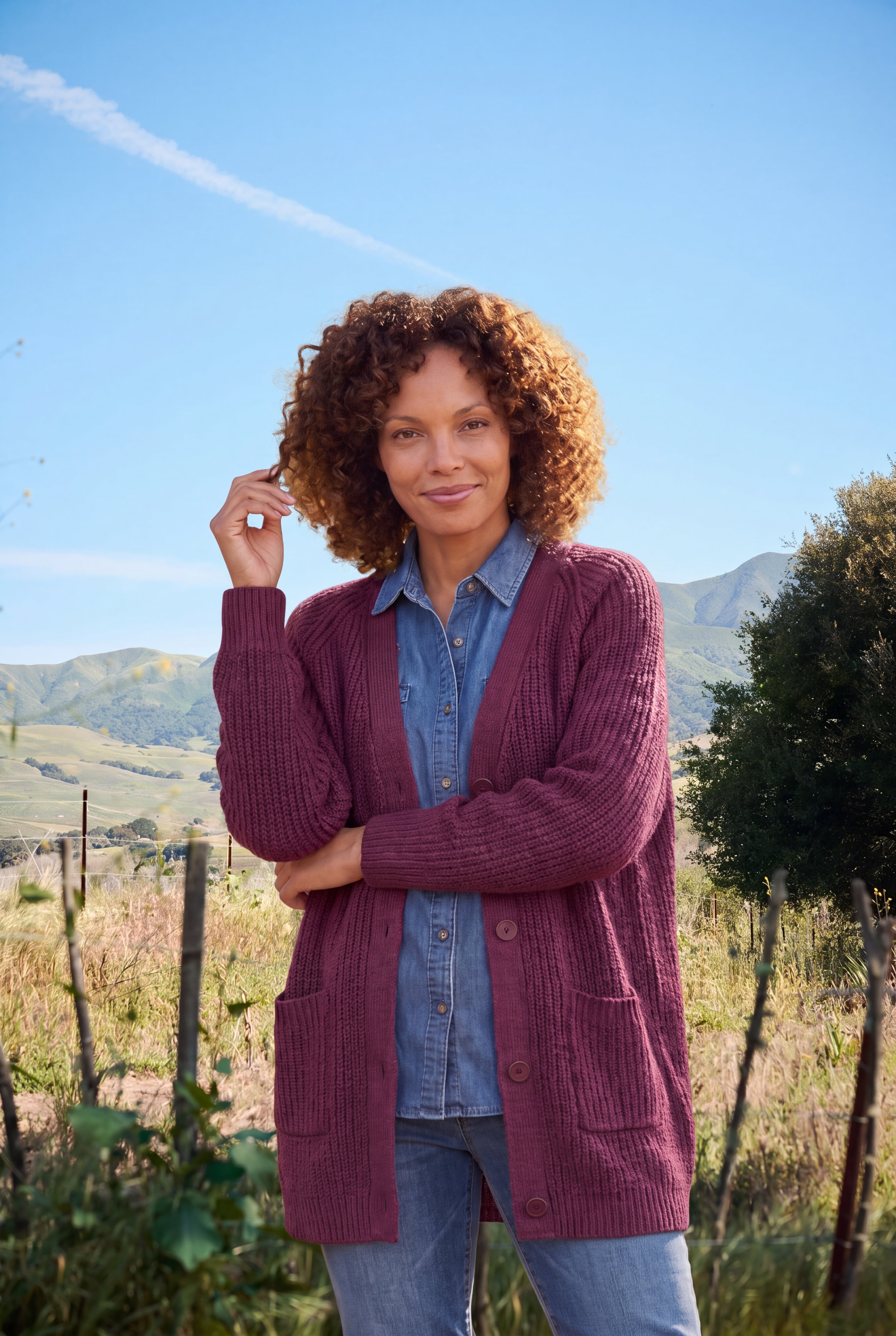 Shaker Button-Front Cardigan Sweater image number 0