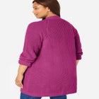 Shaker Button-Front Cardigan Sweater image number 1