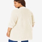 Shaker Button-Front Cardigan Sweater image number 1