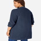 Shaker Button-Front Cardigan Sweater image number 2
