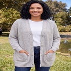 Shaker Button-Front Cardigan Sweater image number 0