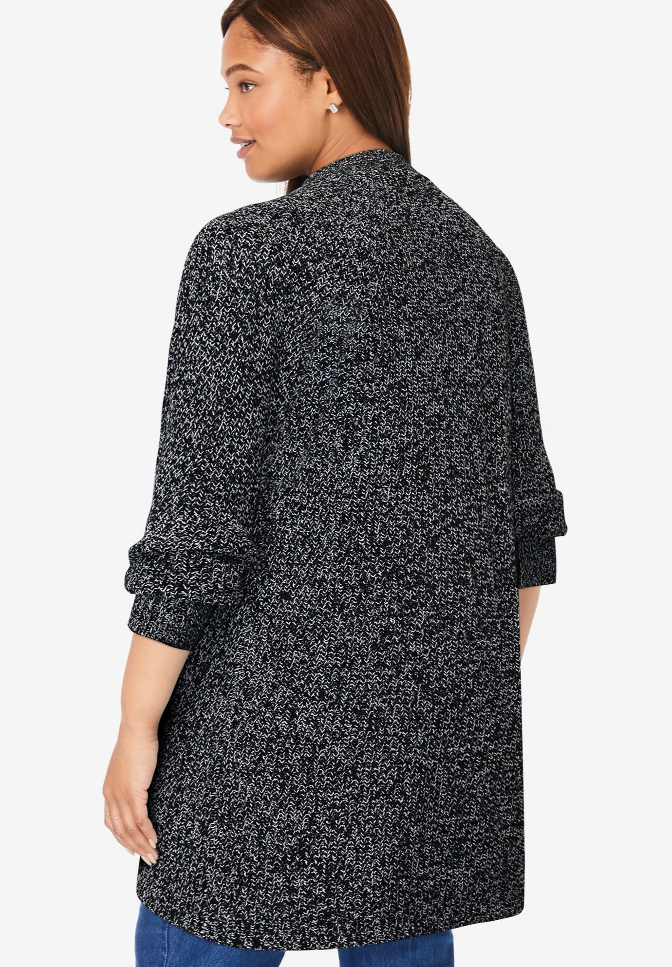 Button-Front Shaker Cardigan Sweater image number 1