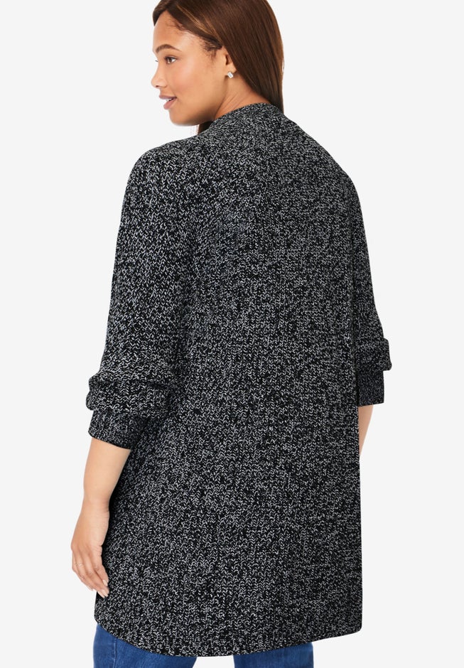 Button-Front Shaker Cardigan Sweater image number 1