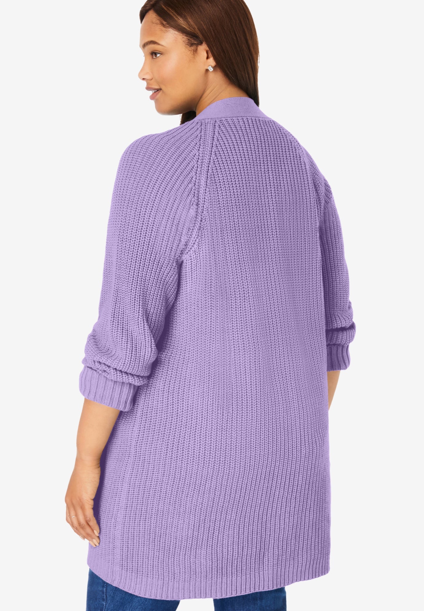 Shaker Button-Front Cardigan Sweater image number 1