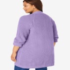 Shaker Button-Front Cardigan Sweater image number 1