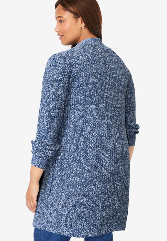 Shaker Button-Front Cardigan Sweater image number 1