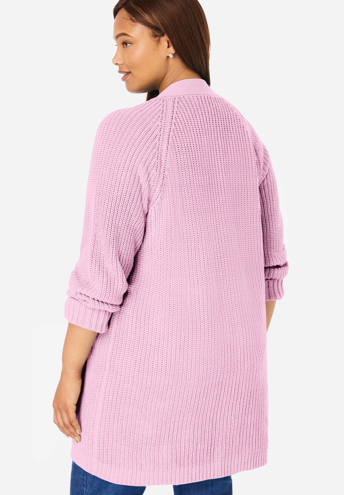 Shaker Button-Front Cardigan Sweater image number 1