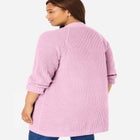 Shaker Button-Front Cardigan Sweater image number 1
