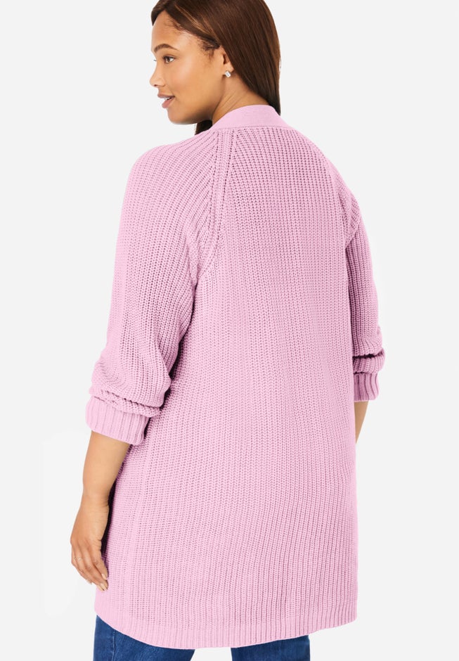 Shaker Button-Front Cardigan Sweater image number 1