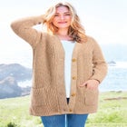 Shaker Button-Front Cardigan Sweater image number 0