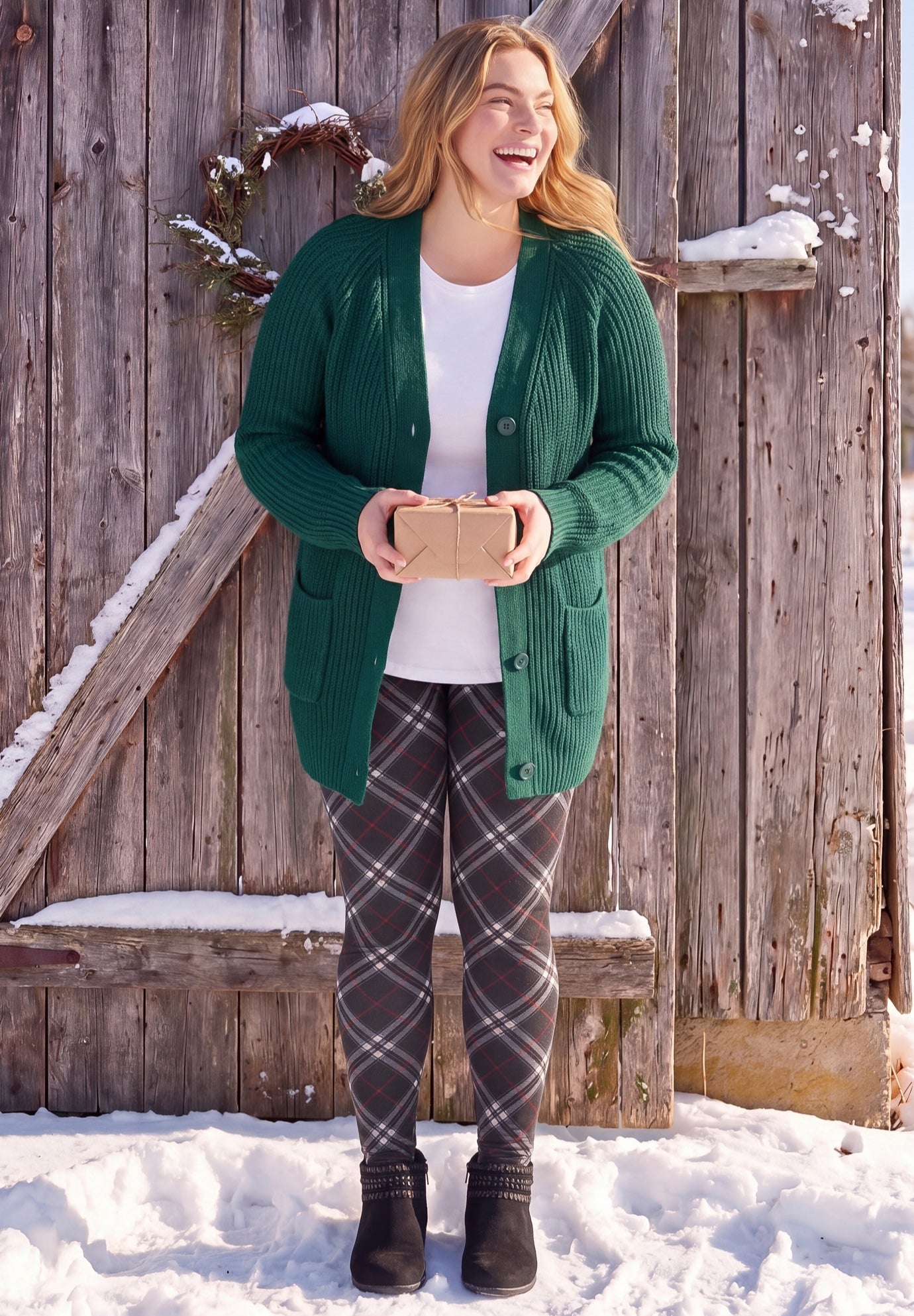 Shaker Button-Front Cardigan Sweater image number 0