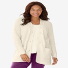 Shaker Button-Front Cardigan Sweater image number 0