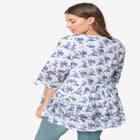 Tiered Floral 3/4 Sleeve Tunic image number null