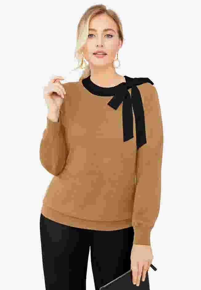 Tie-Neck Sweater image number 0