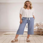 Linen-Blend Drawstring Capris image number null