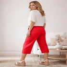 Linen-Blend Drawstring Elastic Waist Relaxed Fit Capris image number null