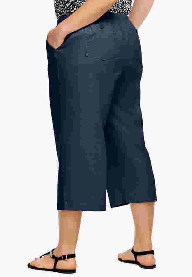 Linen-Blend Drawstring Capris image number 1