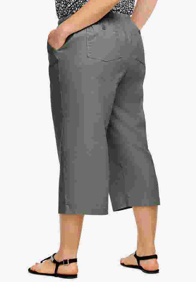 Linen-Blend Drawstring Capris image number 1