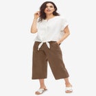 Linen-Blend Drawstring Capris image number null