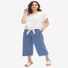Linen-Blend Drawstring Capris image number null