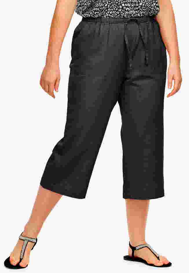 Linen-Blend Drawstring Capris image number 0