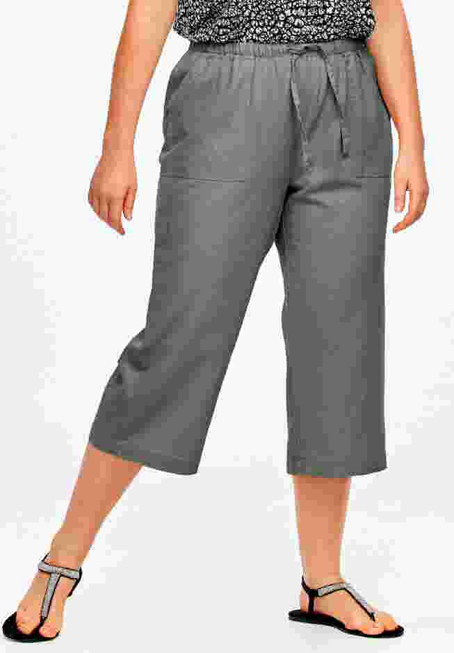 Linen-Blend Drawstring Capris image number 0