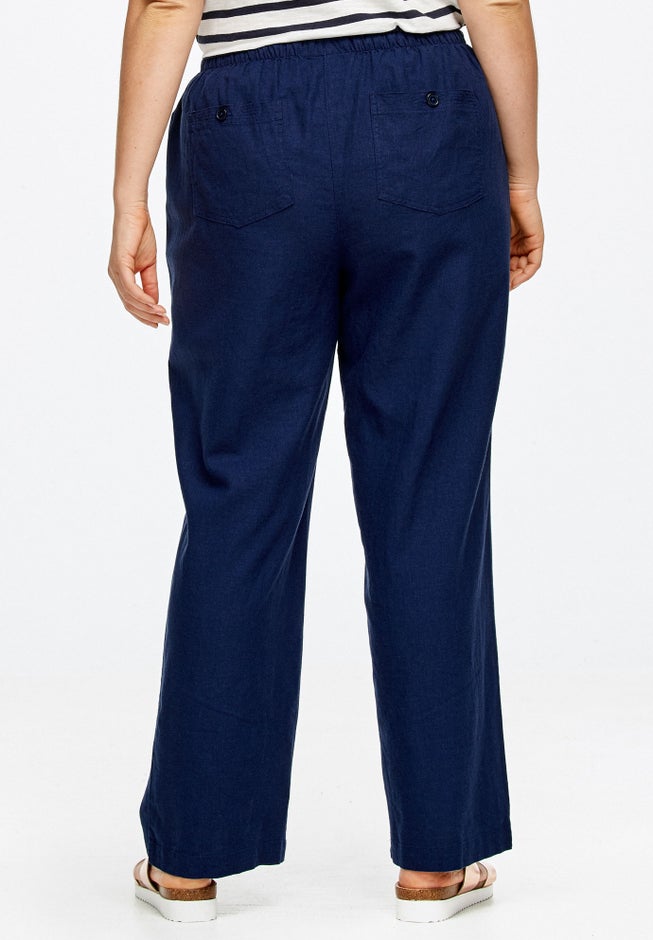 Linen-Blend Drawstring Pants image number 1