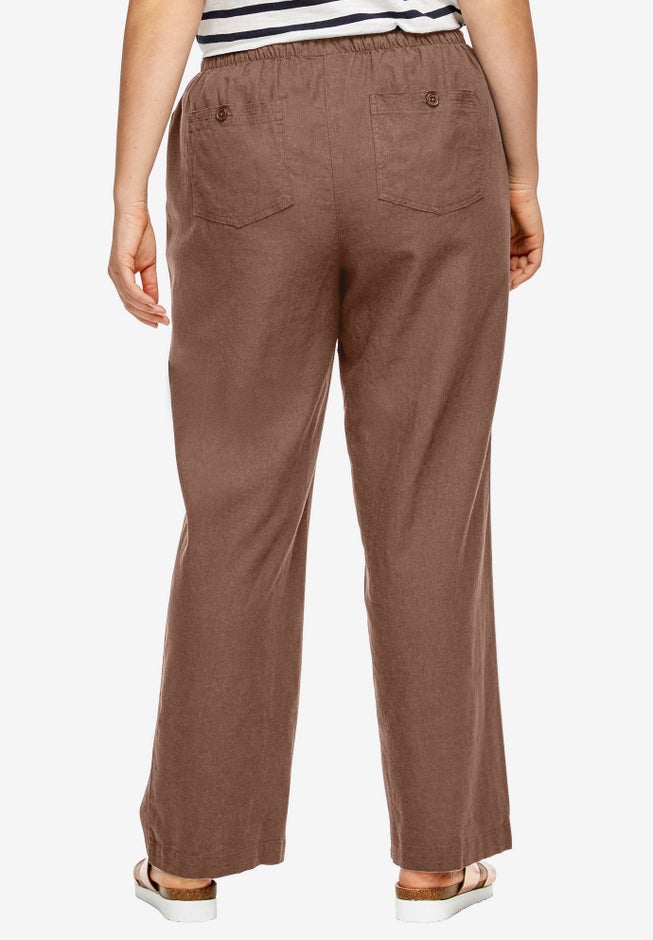 Linen-Blend Drawstring Pants image number 1