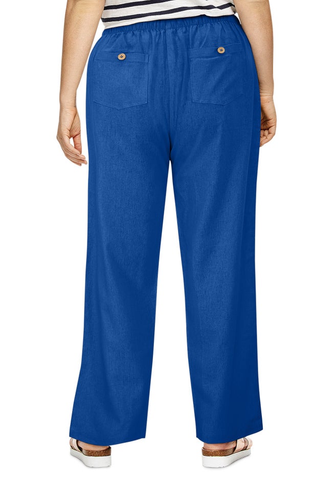Linen-Blend Drawstring Pants image number 1