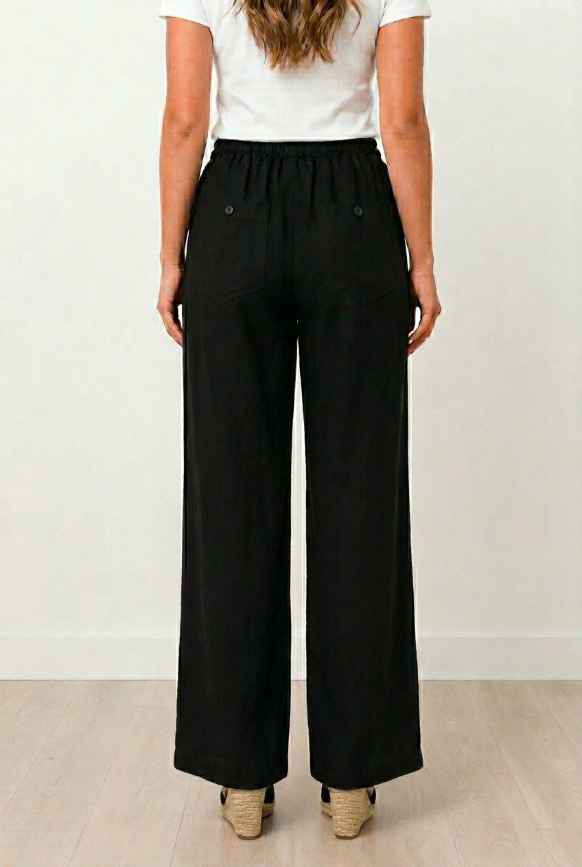Linen-Blend Elastic Waist Drawstring Relaxed Pant image number 2