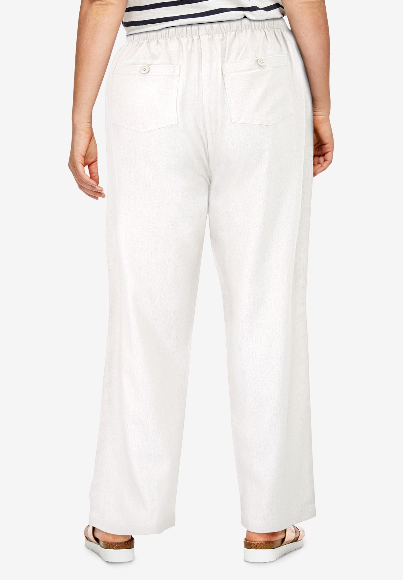 Linen-Blend Drawstring Pants image number 1