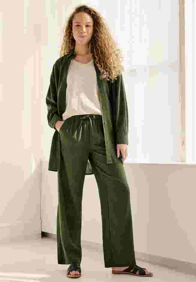 Linen-Blend Drawstring Pants image number 0