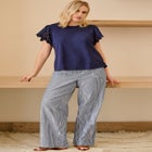 Linen-Blend Drawstring Pants image number null