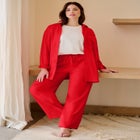 Linen-Blend Drawstring Pants image number null