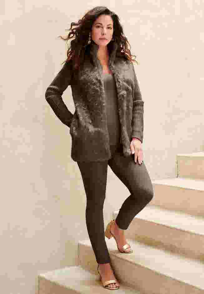 Faux Fur Cardigan Sweater image number 1