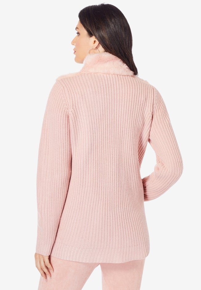 Faux Fur Cardigan Sweater image number 2