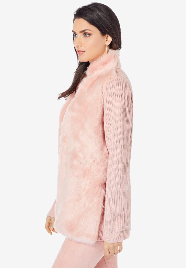 Faux Fur Cardigan Sweater image number 3